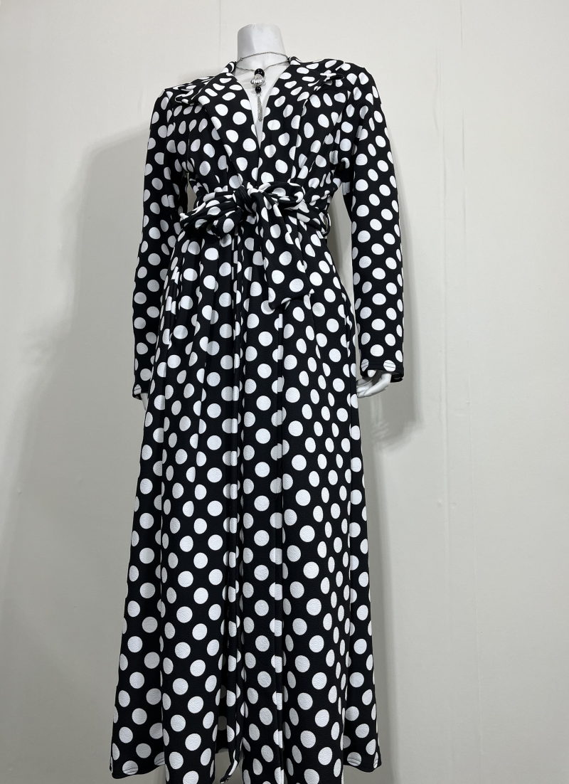Ultimate Style and Comfort Women' Maxi Cardigan in Polka with Belt and 2 Pocket - Image 5