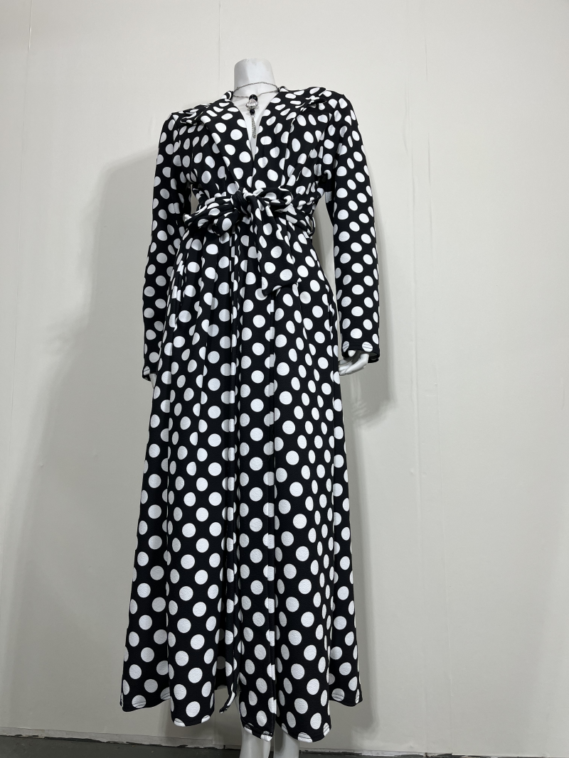 Ultimate Style and Comfort Women' Maxi Cardigan in Polka with Belt and 2 Pocket - Image 6