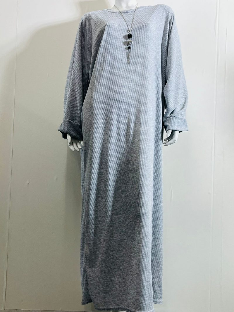 Batwing Abaya - Ribbed Maxi Dress - Image 2