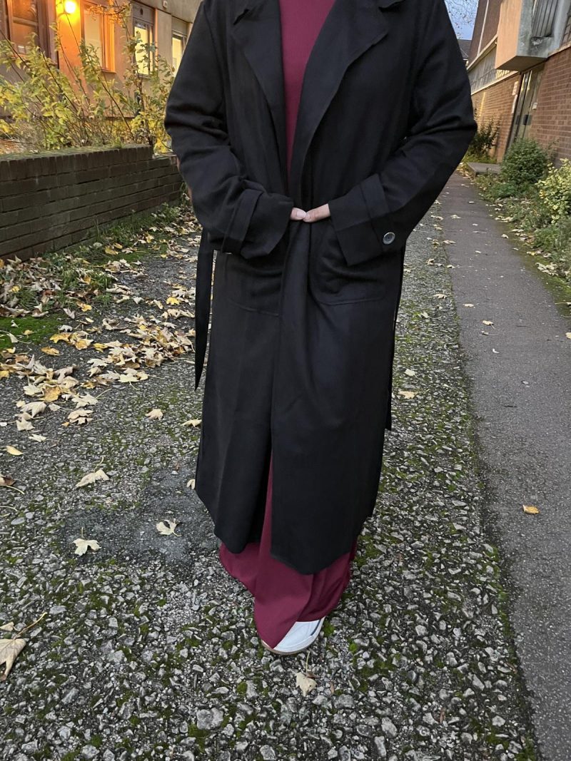 Soft Faux Suede Trench Coat- Long Length - Image 6