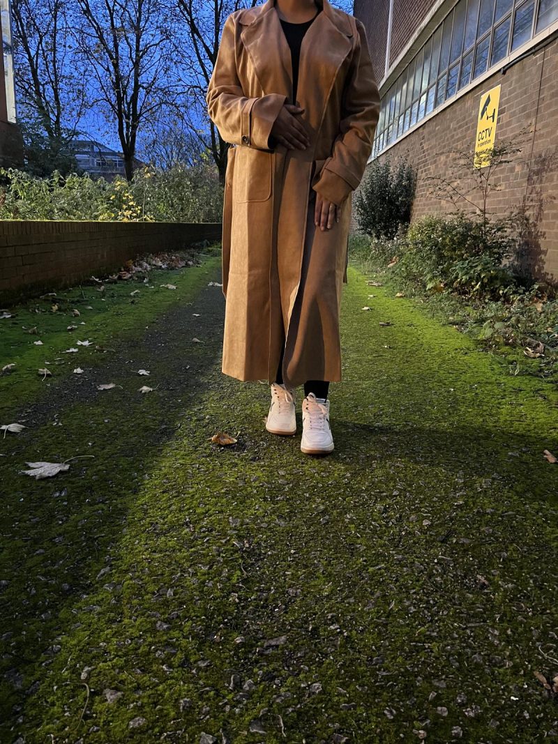 Soft Faux Suede Trench Coat- Long Length - Image 5