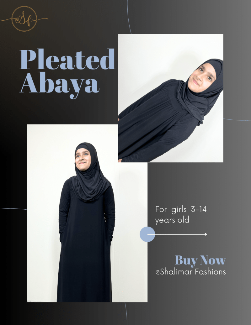 Girls Pleated Abaya (3-13yrs )