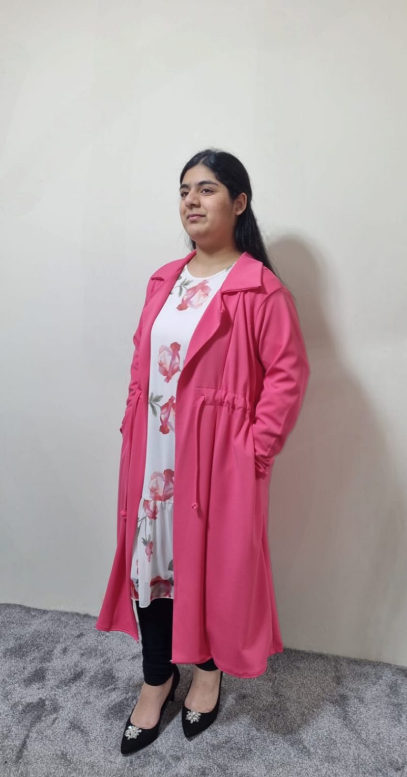 Pink Collared Cardigan 3/4 Length - Image 2
