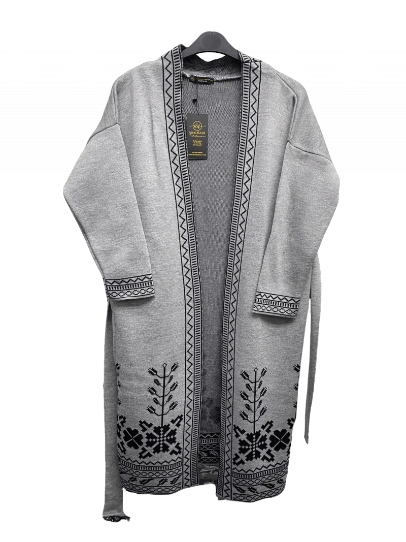 Women's New Stylish Long Printed Knitted Jumper Long Sleeve Open Front Cardigan 100% acrylic Sizes S/M, To L/XL, Black & White, Grey & Black Knitwear - Image 3