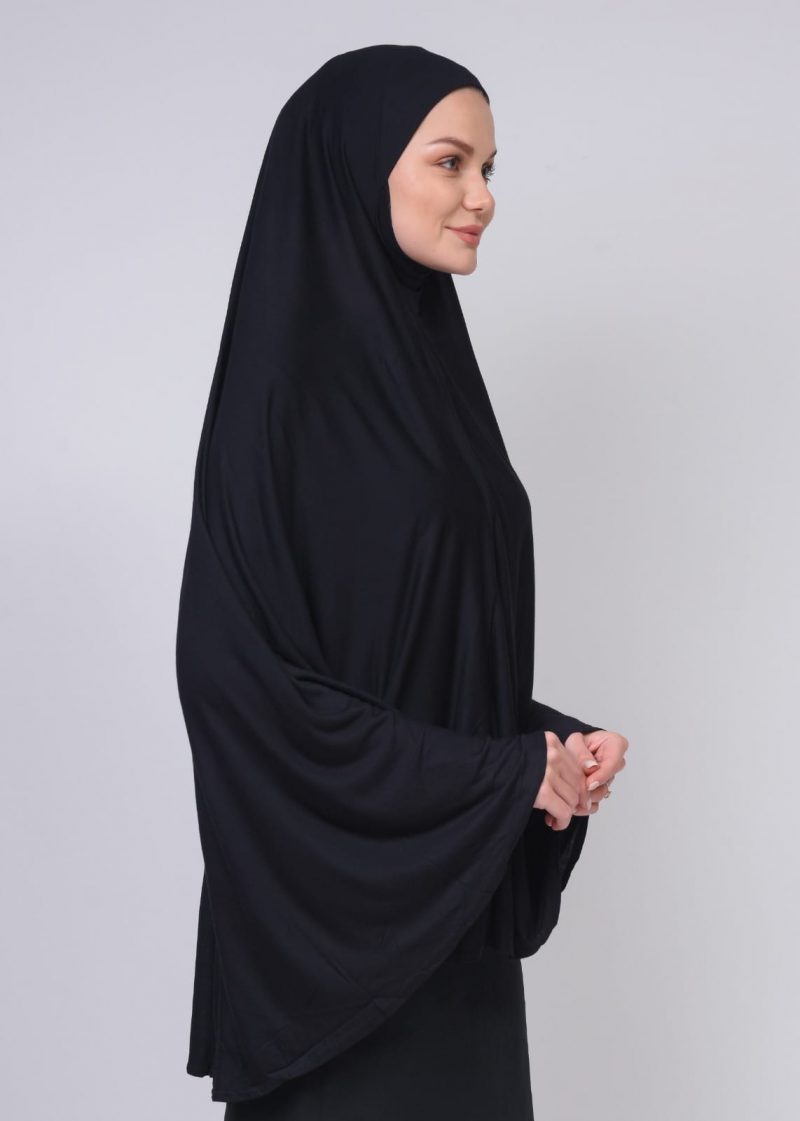 Premium Quality Women's Black Hijab With sleeve Viscos Cotton, Made In Türkiye , Ladies, Islamic,Muslim,Namaz,Ummrah,Hajj,Ramadan - Image 2