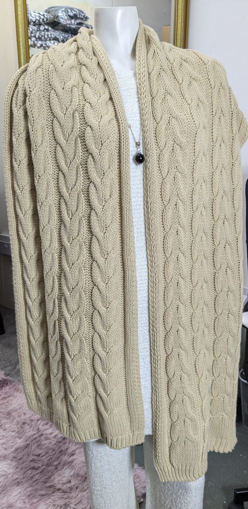 New Shalimar's Beige Winter Thick Cable Knit Chunky Scarf for Women/Men – Soft and Warm - Image 2