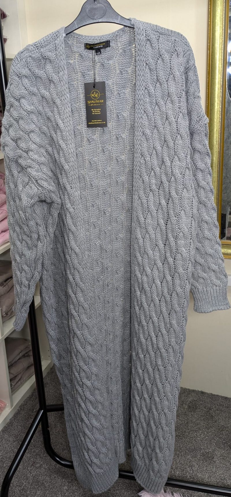 Women's Knitted Cable Jumper in Grey for Winter S/M and M/L - Knitwear, Womenswear Long Sleeve Comfort Knitting