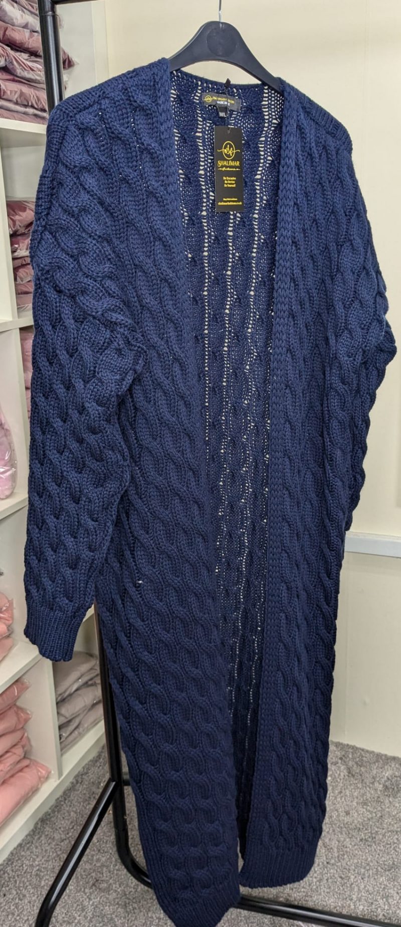 Women's Knitted Cable Jumper in Navy for Winter S/M and M/L - Knitwear, Womenswear Long Sleeve Comfort Knitting
