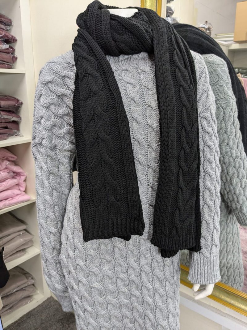 New Shalimar's Black Winter Thick Cable Knit Chunky Scarf for Women/Men – Soft and Warm - Image 2