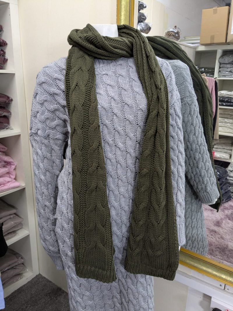 New Shalimar's Olive Green Winter Thick Cable Knit Chunky Scarf for Women/Men – Soft and Warm - Image 3