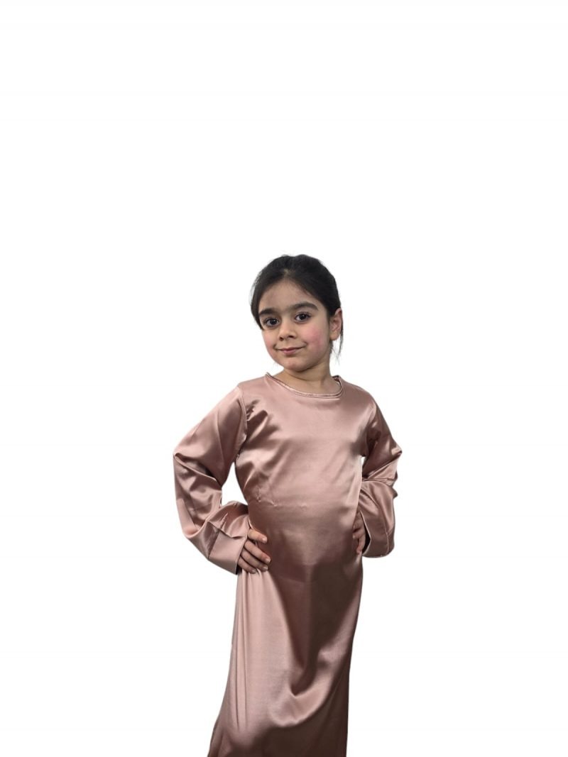 Girls Satin Long Dress Children' Kids Flare Sleeve Dress Ramadan Abaya, Jilbab, Black, Pink,Brown,Green - Image 6