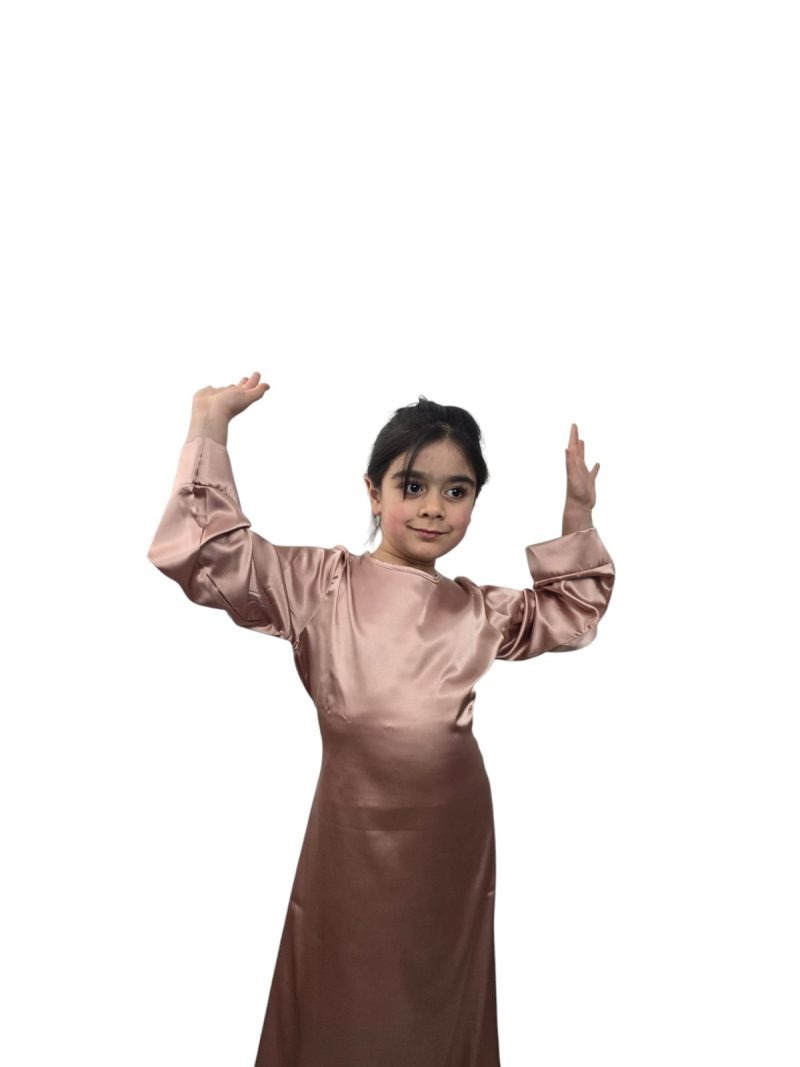 Girls Satin Long Dress Children' Kids Flare Sleeve Dress Ramadan Abaya, Jilbab, Black, Pink,Brown,Green - Image 3