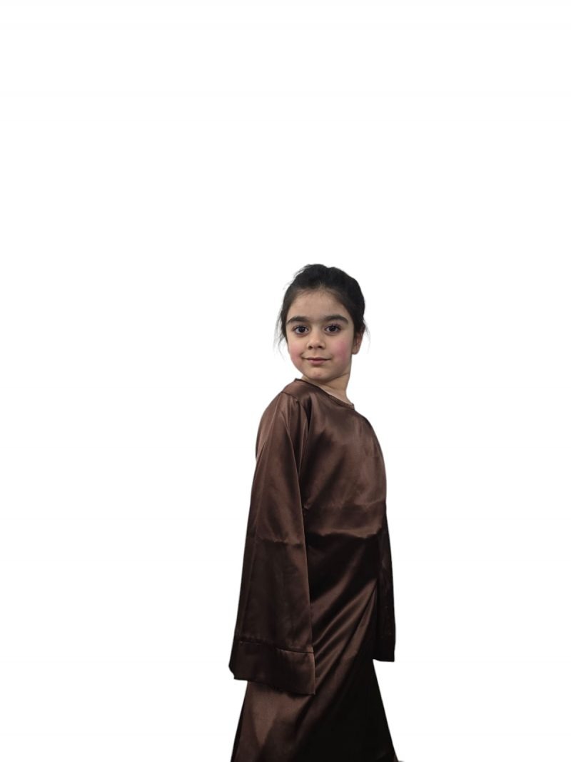 Girls Satin Long Dress Children' Kids Flare Sleeve Dress Ramadan Abaya, Jilbab, Black, Pink,Brown,Green - Image 8