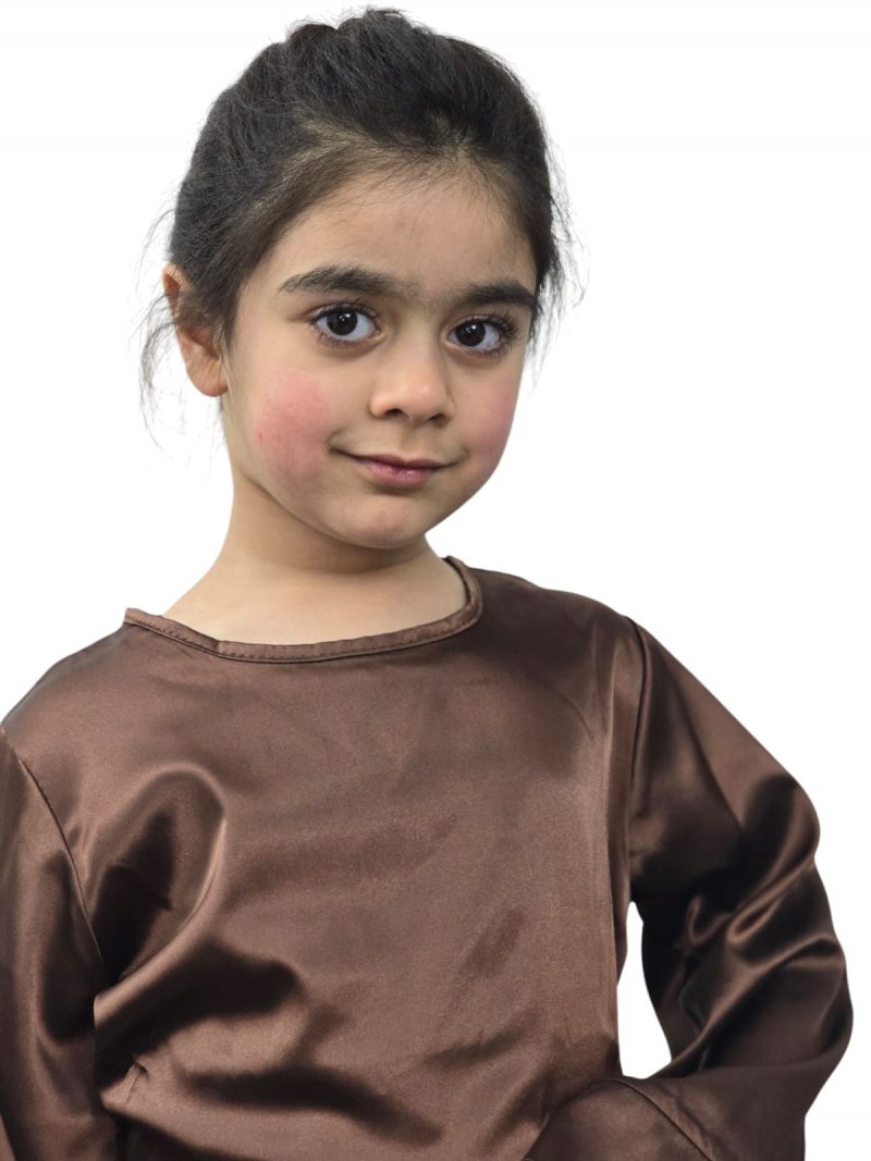 Girls Satin Long Dress Children' Kids Flare Sleeve Dress Ramadan Abaya, Jilbab, Black, Pink,Brown,Green - Image 5