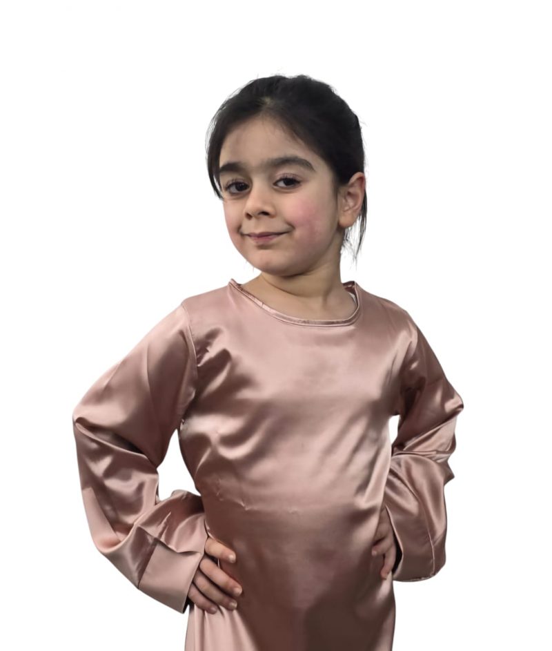 Girls Satin Long Dress Children' Kids Flare Sleeve Dress Ramadan Abaya, Jilbab, Black, Pink,Brown,Green - Image 4