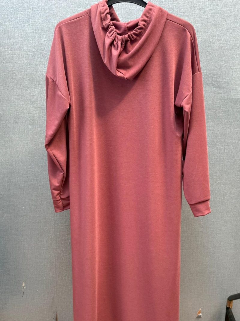 Stylish Summer Cotton Hoodie Dress Abaya Maxi Length Soft With Pockets in Black Pink and Green Colors Womens Girls - Image 6