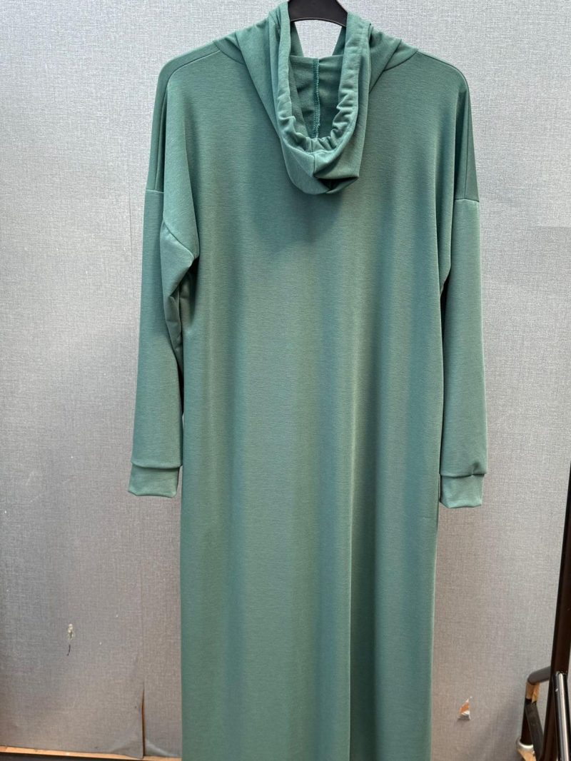 Stylish Summer Cotton Hoodie Dress Abaya Maxi Length Soft With Pockets in Black Pink and Green Colors Womens Girls - Image 8