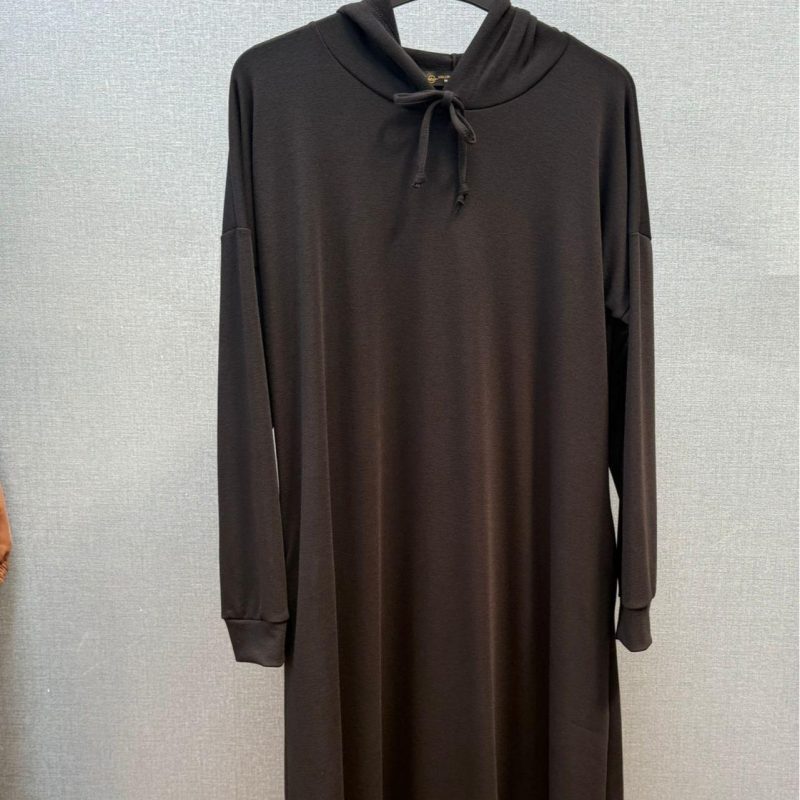 Stylish Summer Cotton Hoodie Dress Abaya Maxi Length Soft With Pockets in Black Pink and Green Colors Womens Girls - Image 9
