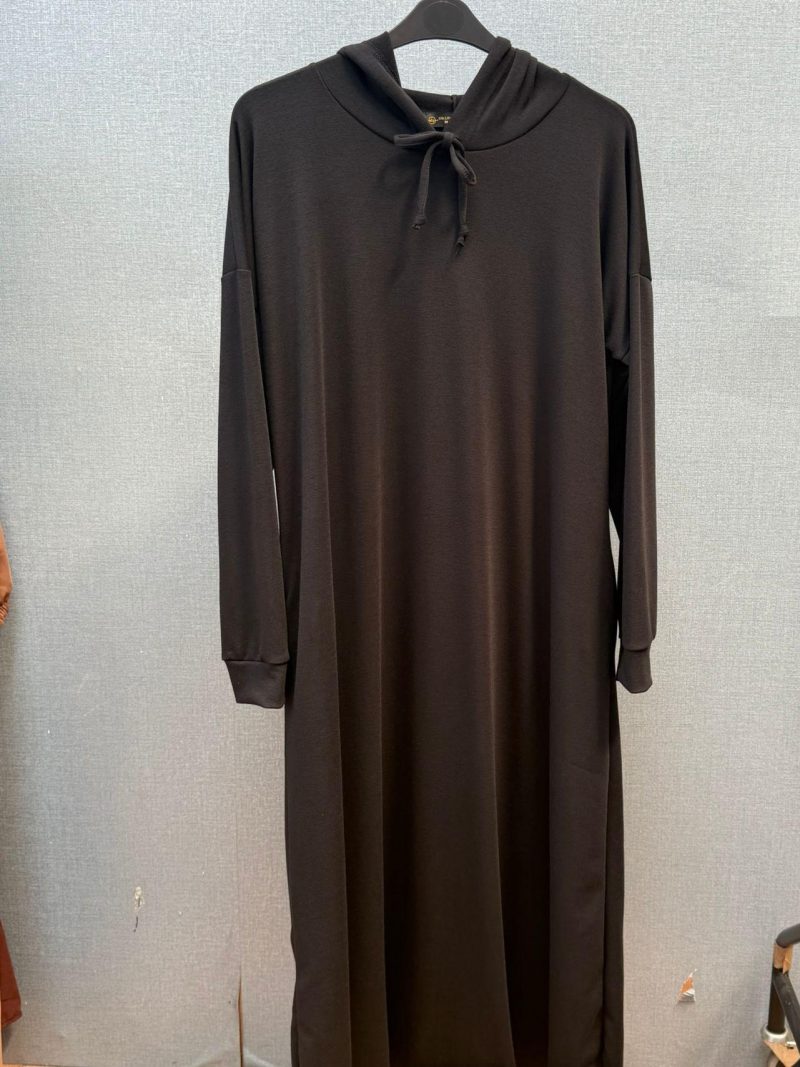 Stylish Summer Cotton Hoodie Dress Abaya Maxi Length Soft With Pockets in Black Pink and Green Colors Womens Girls - Image 3