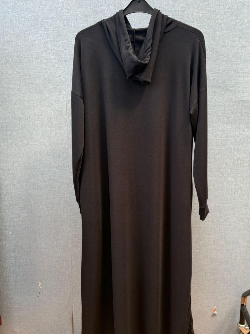 Stylish Summer Cotton Hoodie Dress Abaya Maxi Length Soft With Pockets in Black Pink and Green Colors Womens Girls - Image 4