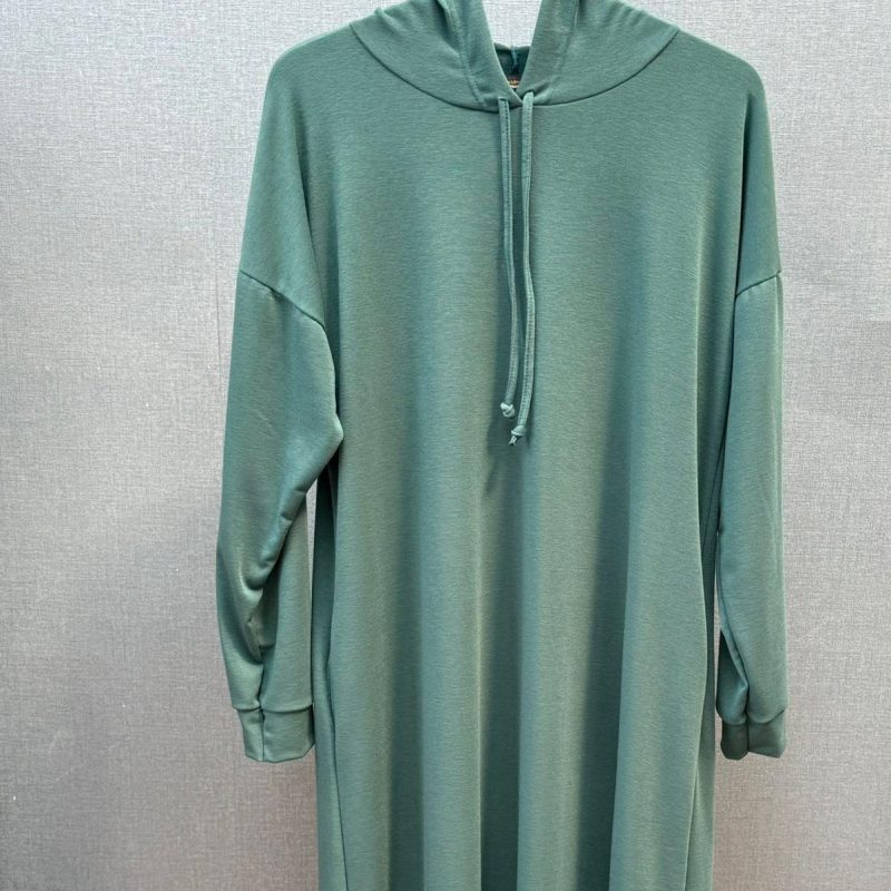Stylish Summer Cotton Hoodie Dress Abaya Maxi Length Soft With Pockets in Black Pink and Green Colors Womens Girls - Image 11