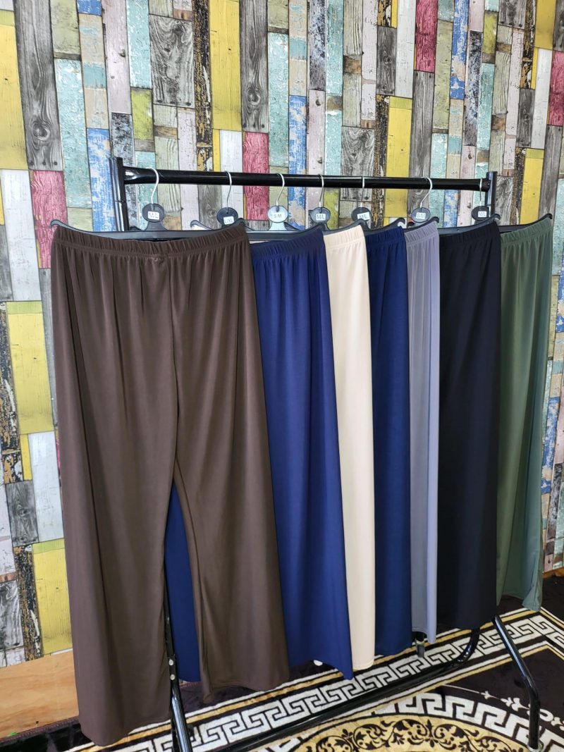 Womens Polyester Pants Autumn Casual Solid Elastic Waist Plazzo Trousers Loose Long Pants Wide Leg Trousers Womenswear - Image 3