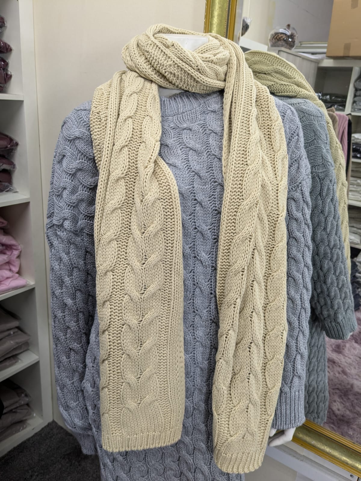 Winter Thick Cable Knit Wrap Chunky Scarf for Women/Men - Soft and Warm - Image 3