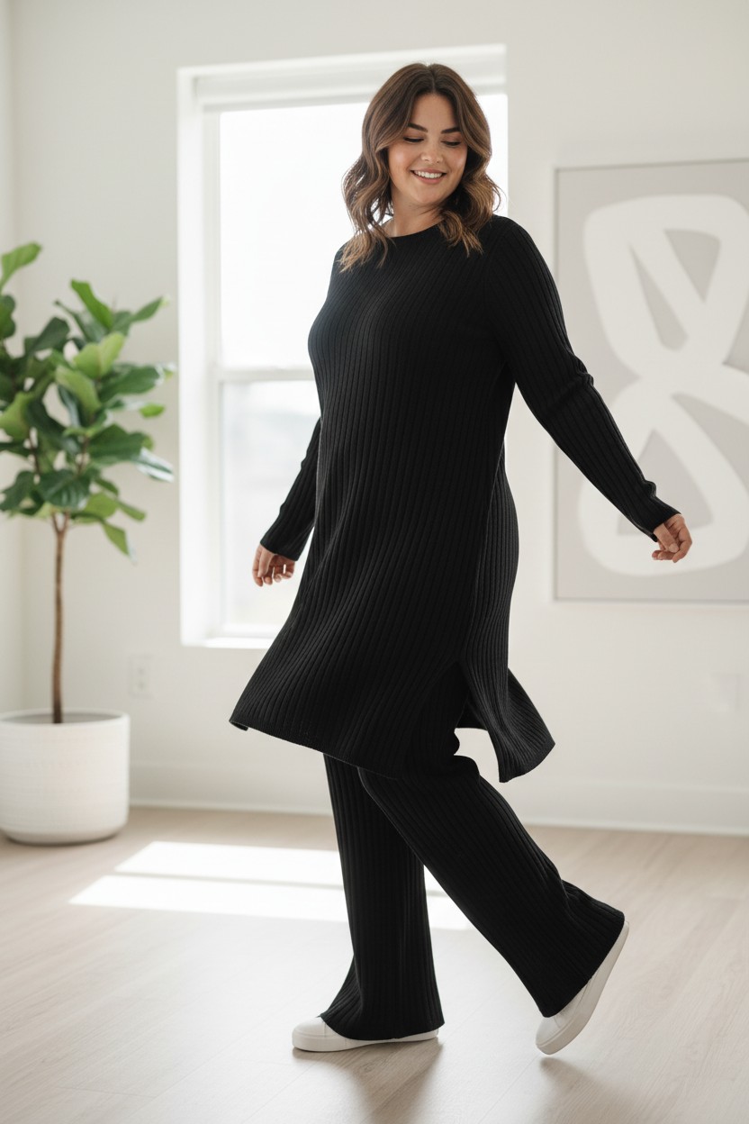 Women's Black Knitted Co-Ord Set - Long Length - One Size - Warm for Winter - Womenswear, Knitwear - Image 6