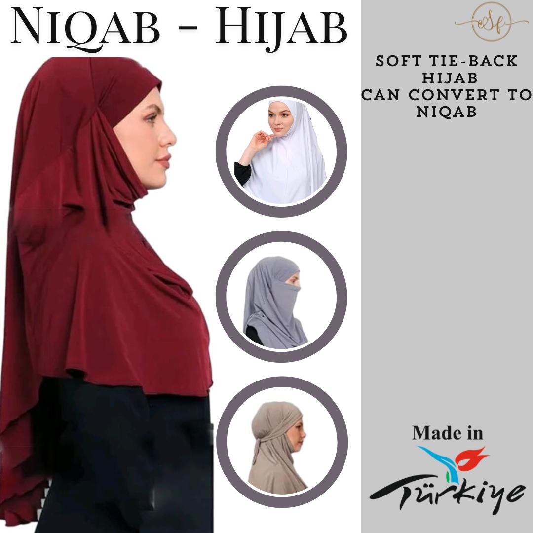 Women's Girls Turkish Tie Back Hijab/Niqab Shoulder Length Lycra Fabric Stretchy - Image 2