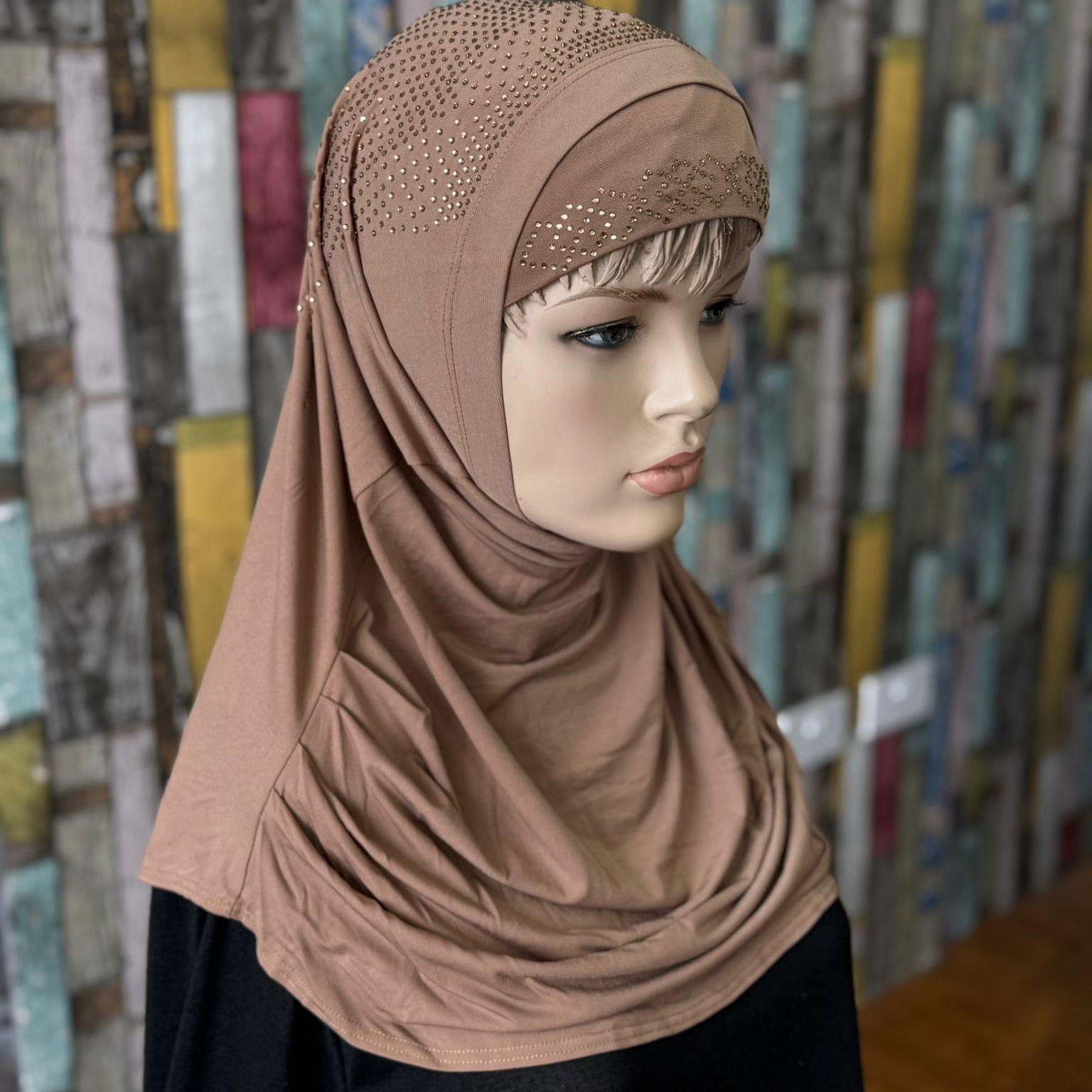 Women's Muslim 2 Pices Hijab With Beats Stylish and Versatile Strachey Fabric - Image 3