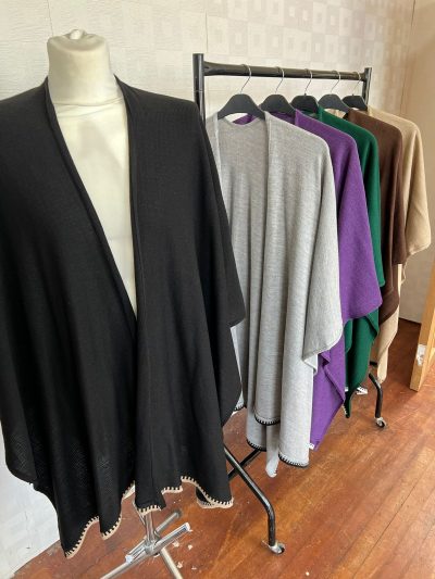 Womens Knitted Large Summer Stylish Shawl Poncho,Easy Wear, Comfortable,Cardigan,Sleeveless,One Size ,Black,Grey