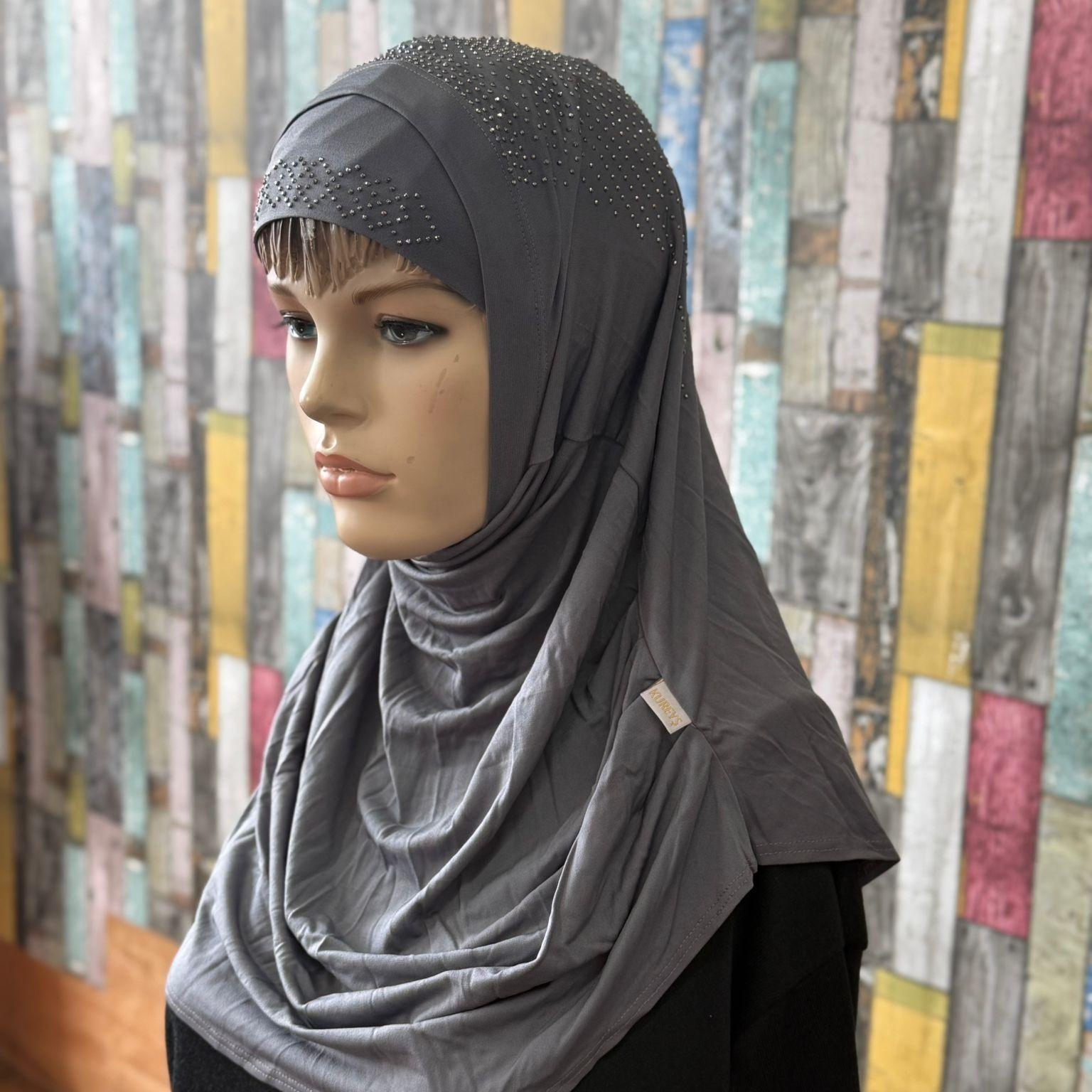 Women's Muslim 2 Pices Hijab With Beats Stylish and Versatile Strachey Fabric - Image 12