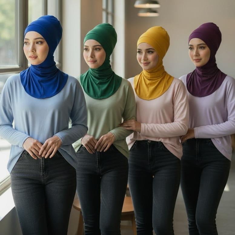 Women's Turkish Under Scarf Bonnet Ninja Hijab Neck Cover Viscous Fabric - Image 3