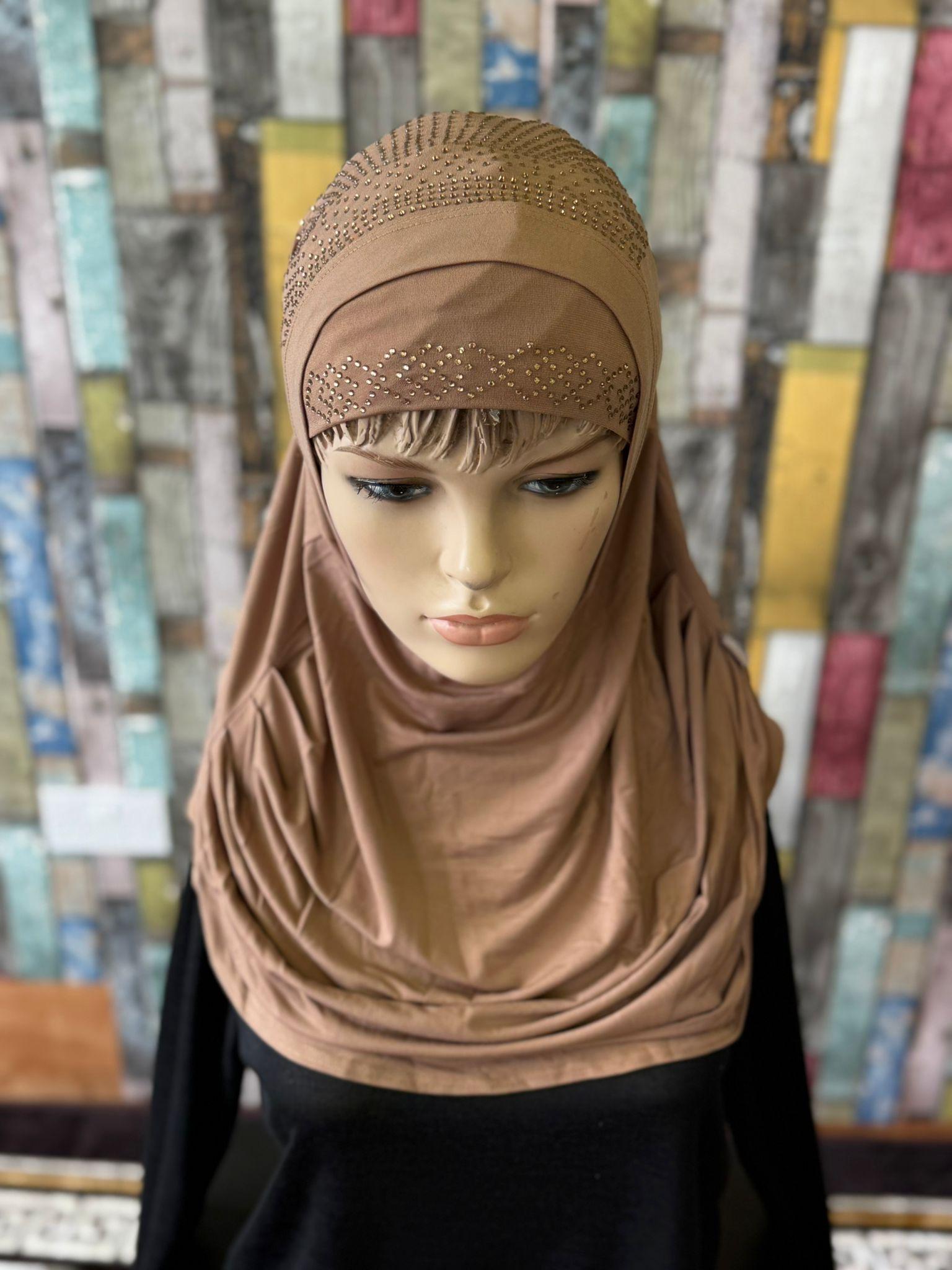 Women's Muslim 2 Pices Hijab With Beats Stylish and Versatile Strachey Fabric - Image 4