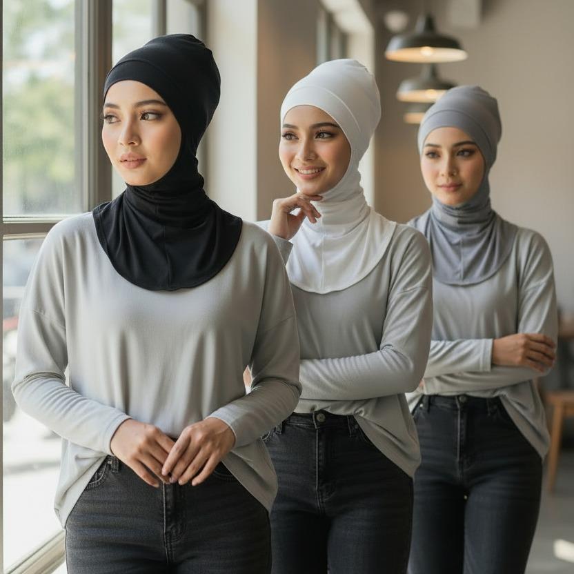 Women's Turkish Under Scarf Bonnet Ninja Hijab Neck Cover Viscous Fabric