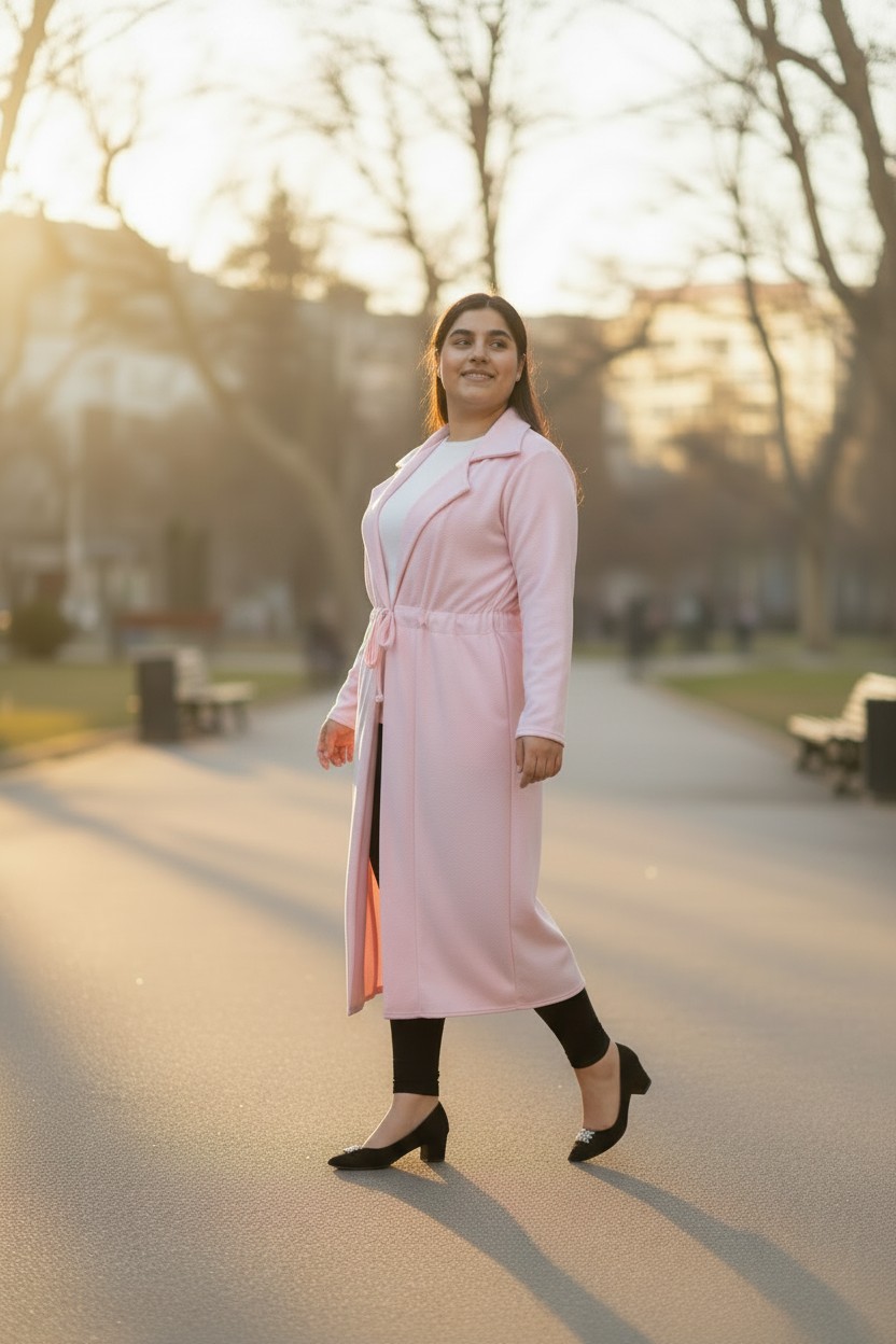 Women's Full Sleeve knee Length Cardigan With Belt Pockets Coats - Image 4
