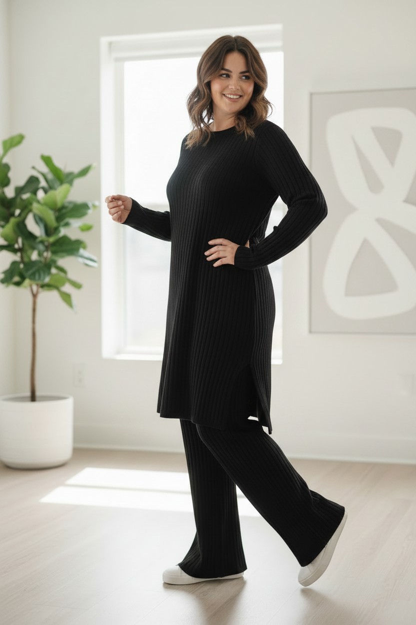 Women's Black Knitted Co-Ord Set - Long Length - One Size - Warm for Winter - Womenswear, Knitwear - Image 5