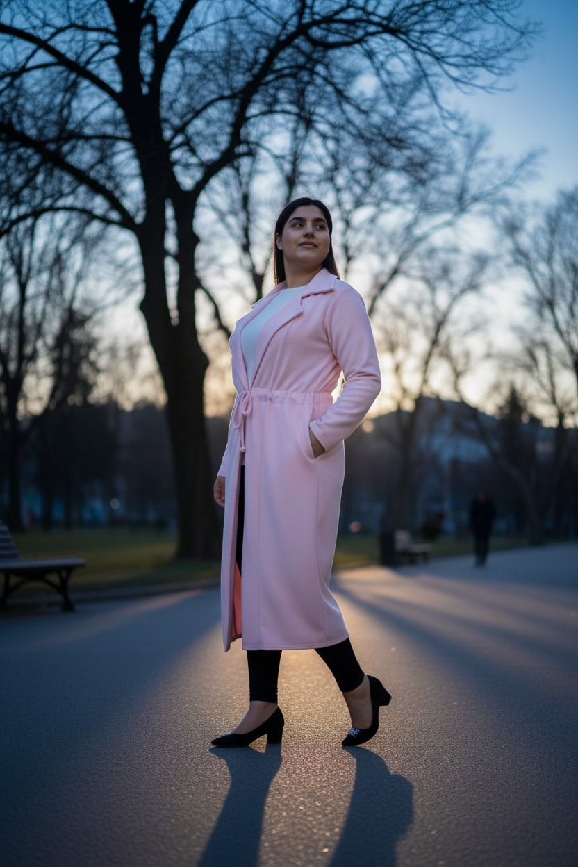 Women's Full Sleeve knee Length Cardigan With Belt Pockets Coats