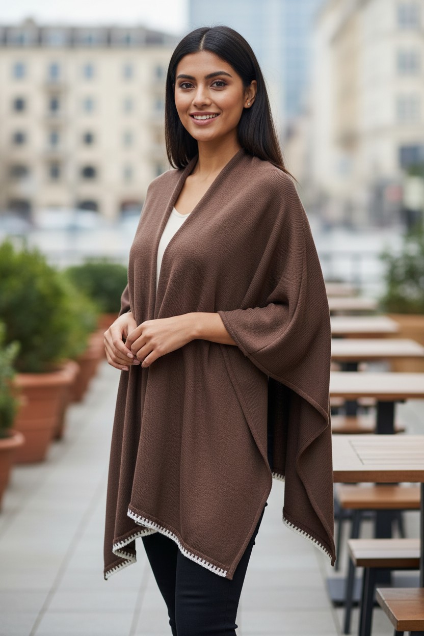 Womens Knitted Large Summer Stylish Shawl Poncho Cardigan,Sleeveless - Image 3