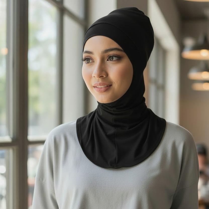 Women's Turkish Under Scarf Bonnet Ninja Hijab Neck Cover Viscous Fabric - Image 2