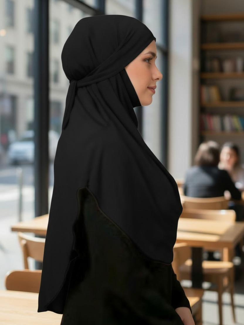 Women's Girls Turkish Tie Back Hijab/Niqab Shoulder Length Lycra Fabric Stretchy - Image 4