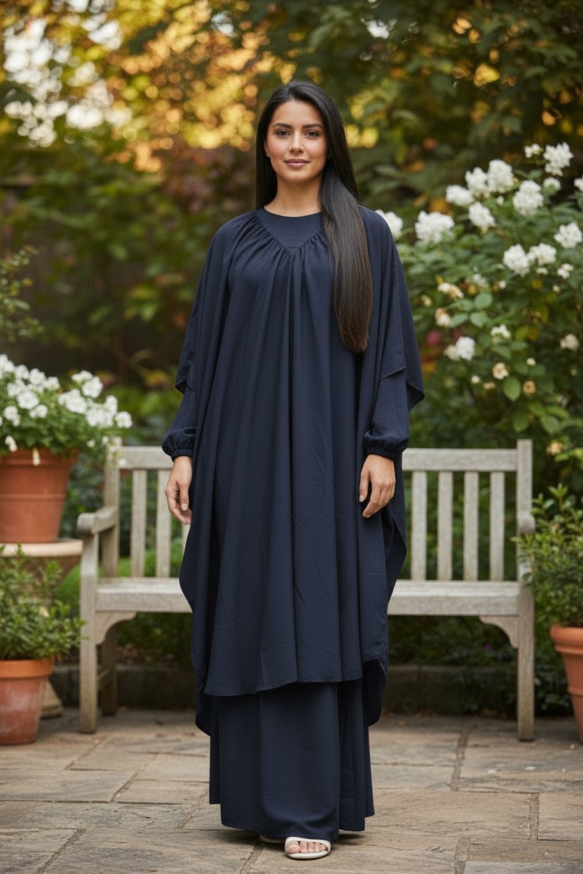 Juwayriya Jilbab Abaya Butterfly Abaya- Two Piece Set Jilbab With Skirt - Image 4