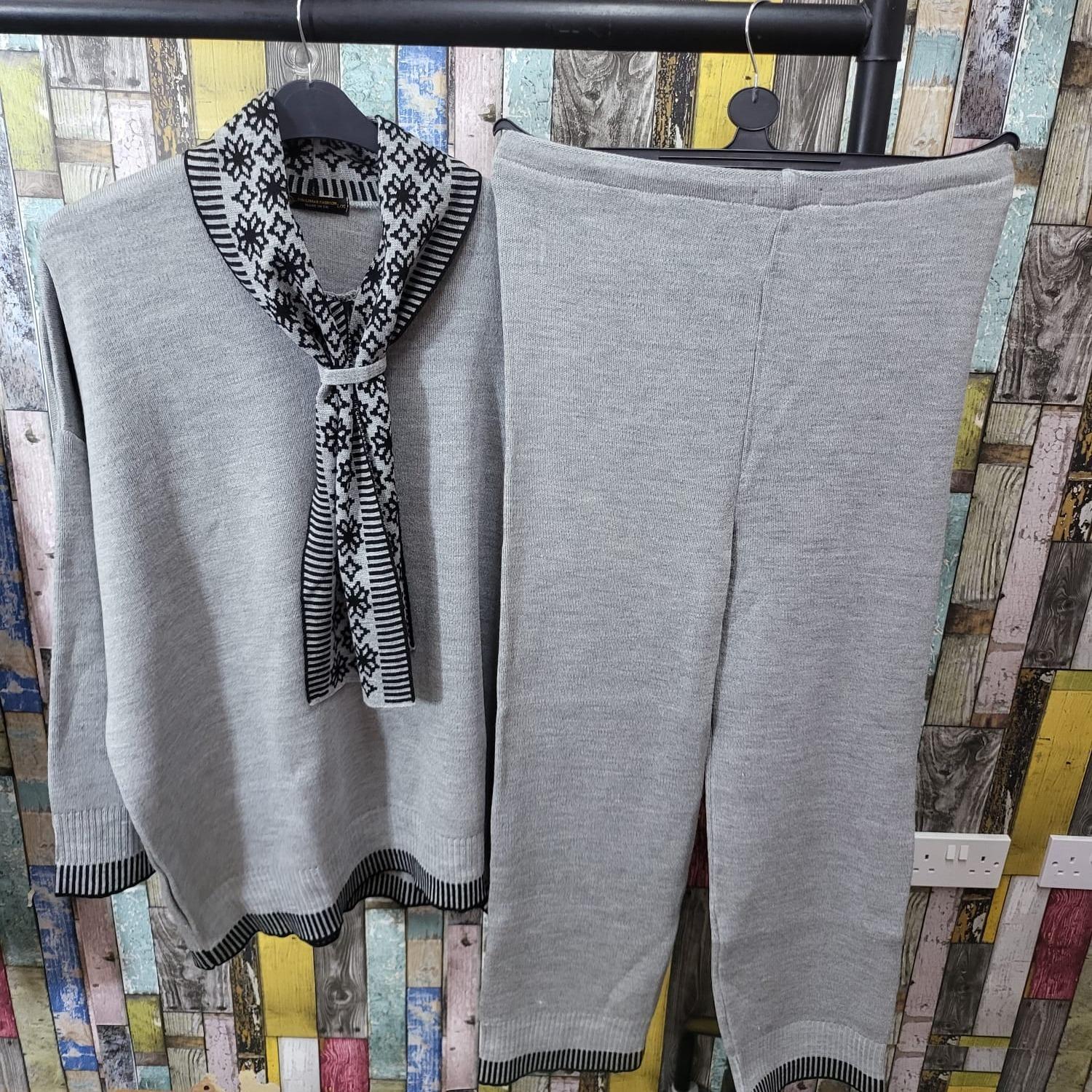 Stylish Soft Winter Co-Ord With Scarfs,Plus Sizes, Acylic,Knitted,2025, Womenswear Elegant Chic Love Outerwear - Image 12