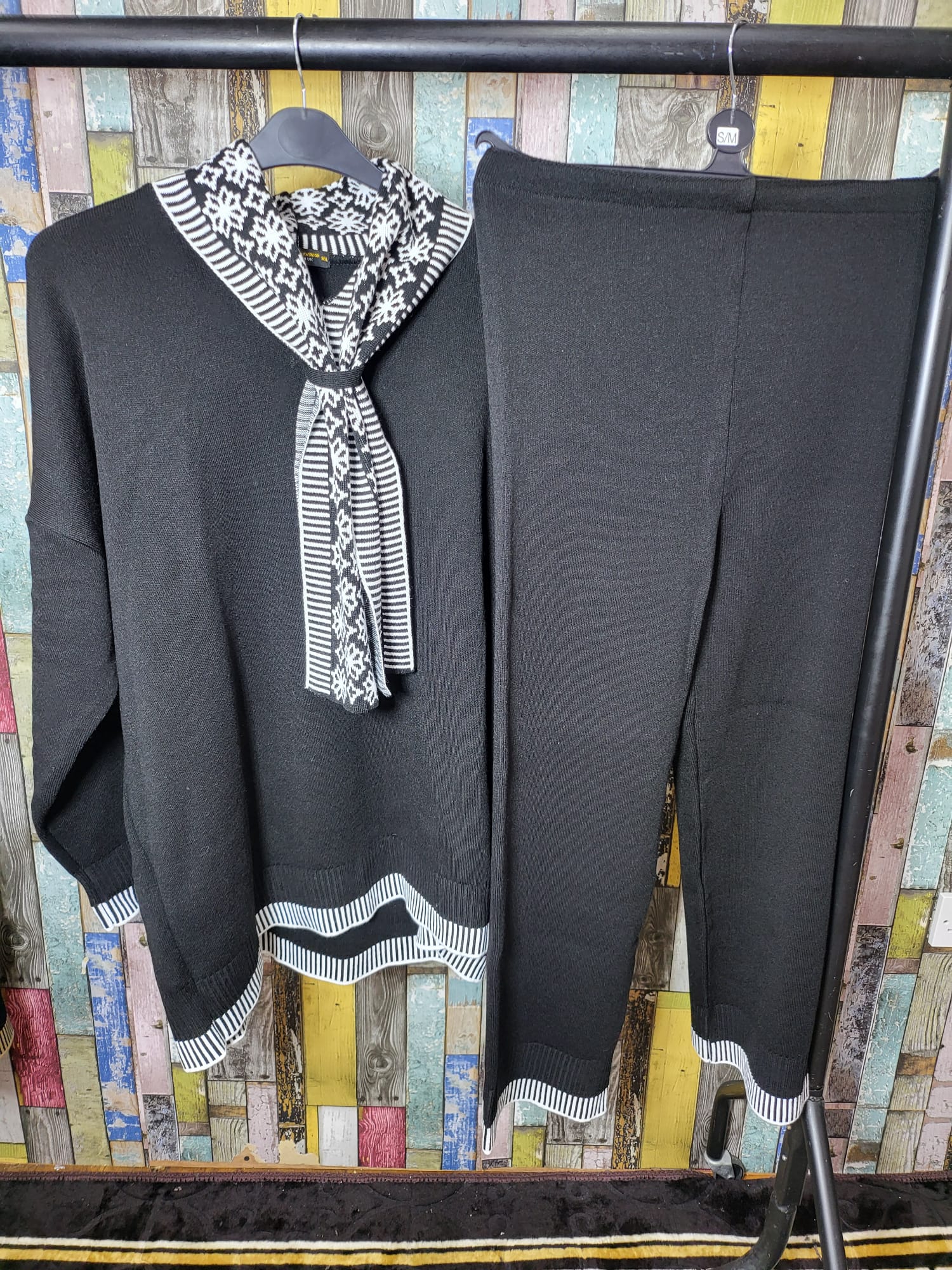 Stylish Soft Winter Co-Ord With Scarfs,Plus Sizes, Acylic,Knitted,2025, Womenswear Elegant Chic Love Outerwear - Image 7