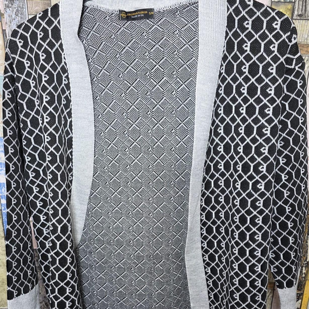 Womens RI Jacquard Pattern Stylish Cardigan Open Front Knitwear - Image 12