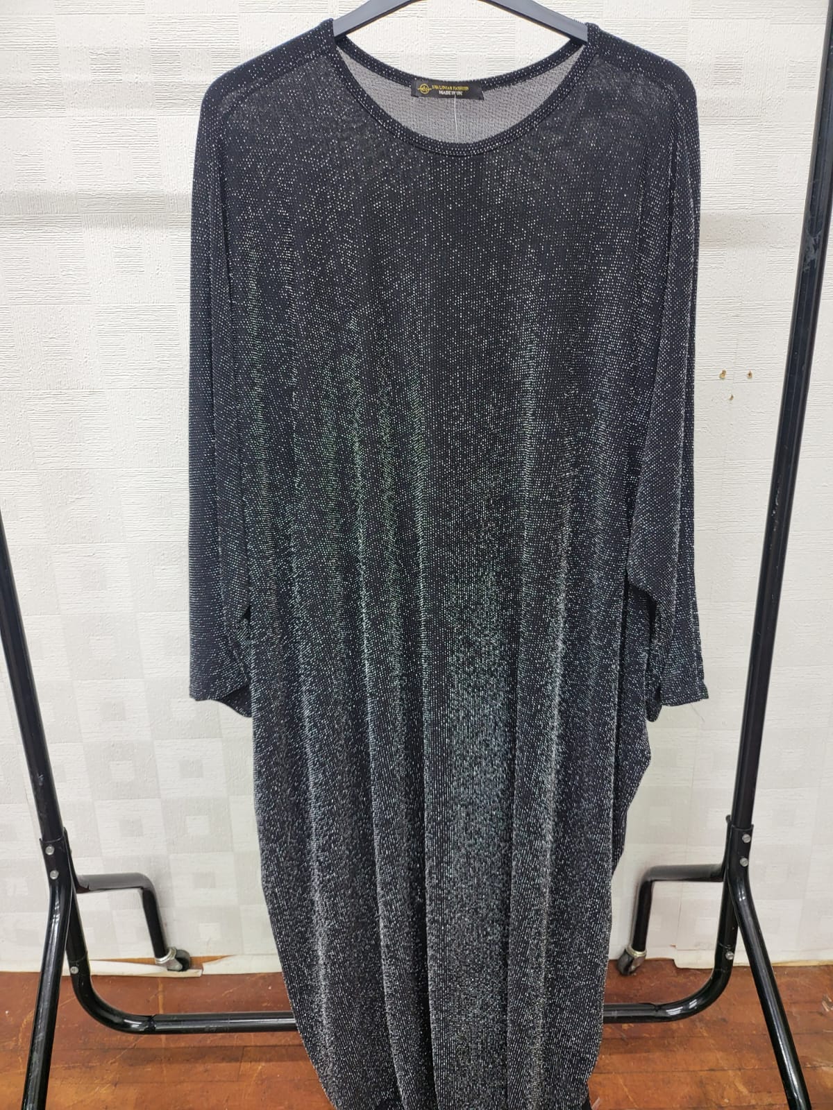 New Womens Girls Stylish Fancy Summer Kaftan One Size Fit UK 10-24 Inside Belt Shiny Sparkly Marron Gold Silver Casual Dress,54" Long. - Image 5