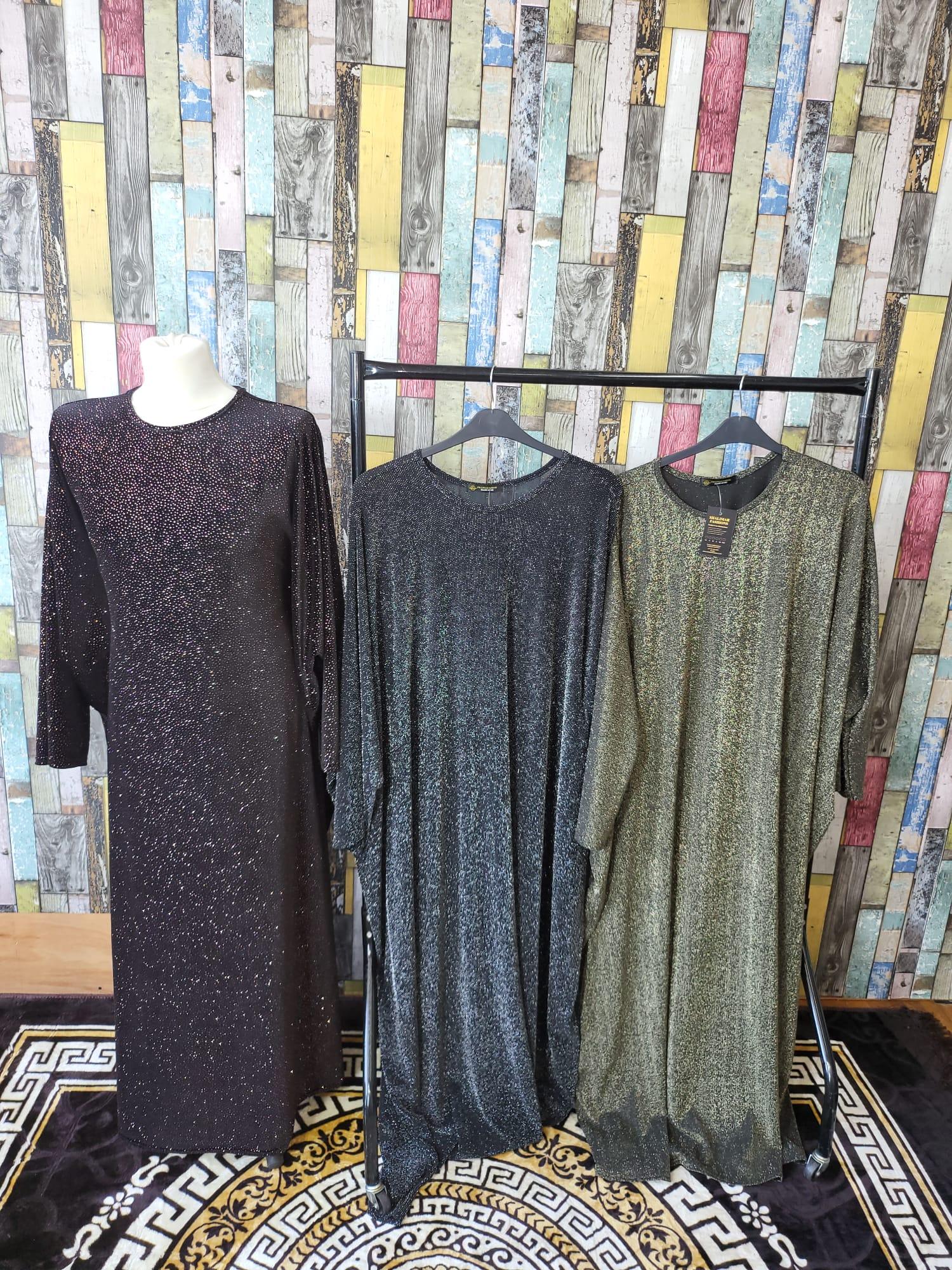 New Womens Girls Stylish Fancy Summer Kaftan One Size Fit UK 10-24 Inside Belt Shiny Sparkly Marron Gold Silver Casual Dress,54" Long. - Image 2