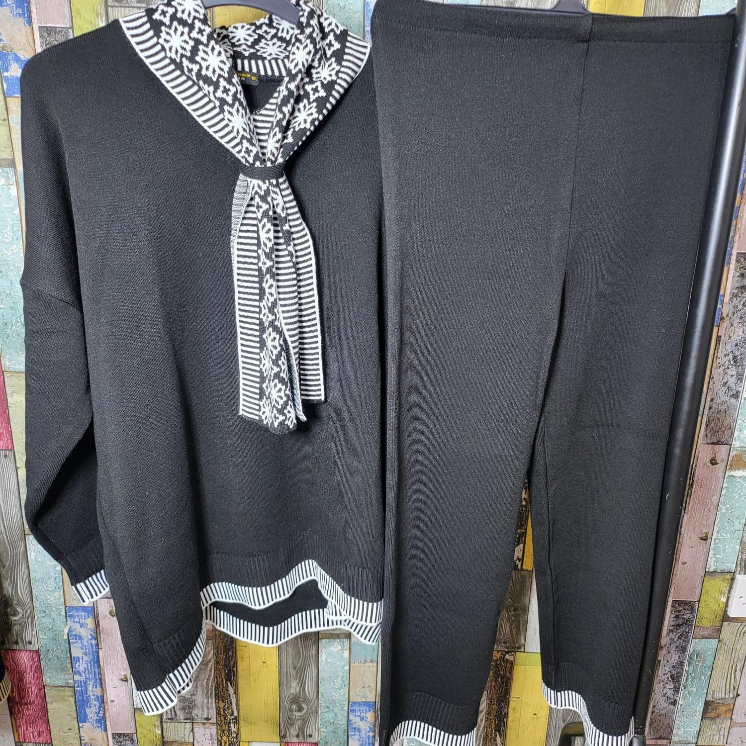 Stylish Soft Winter Co-Ord With Scarfs,Plus Sizes, Acylic,Knitted,2025, Womenswear Elegant Chic Love Outerwear - Image 10