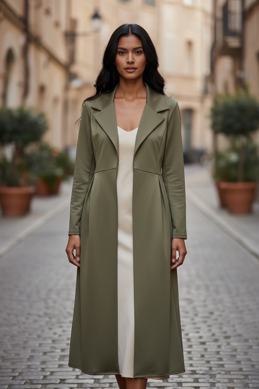 New Womens Noir Drape Maxi Full-Length, Belted Wrap Coat Pocket Cardigan Jackets - Image 7
