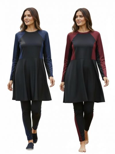 Plus Size Modest UK Made 12-22 Laila Swimming suit 2-Pices New 2026 ,Swimming Wear,Best Quality,  Womenswear Black Elegance Burkini